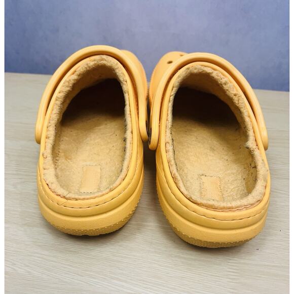 Crocs Classic Yellow Faux Fleece Lined Slip On Clog Womens Size 10 Mens Size 8 - Picture 5 of 6
